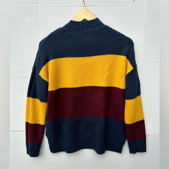 Cliche color block 3 striped sweater burgundy yellow navy blue - Picture 5 of 7